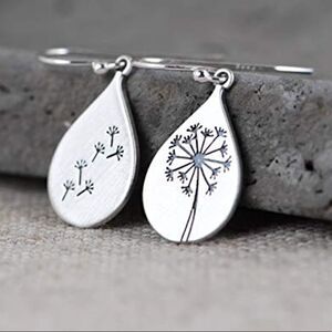 925 Sterling Silver Dandelion Dangle Drop Earrings